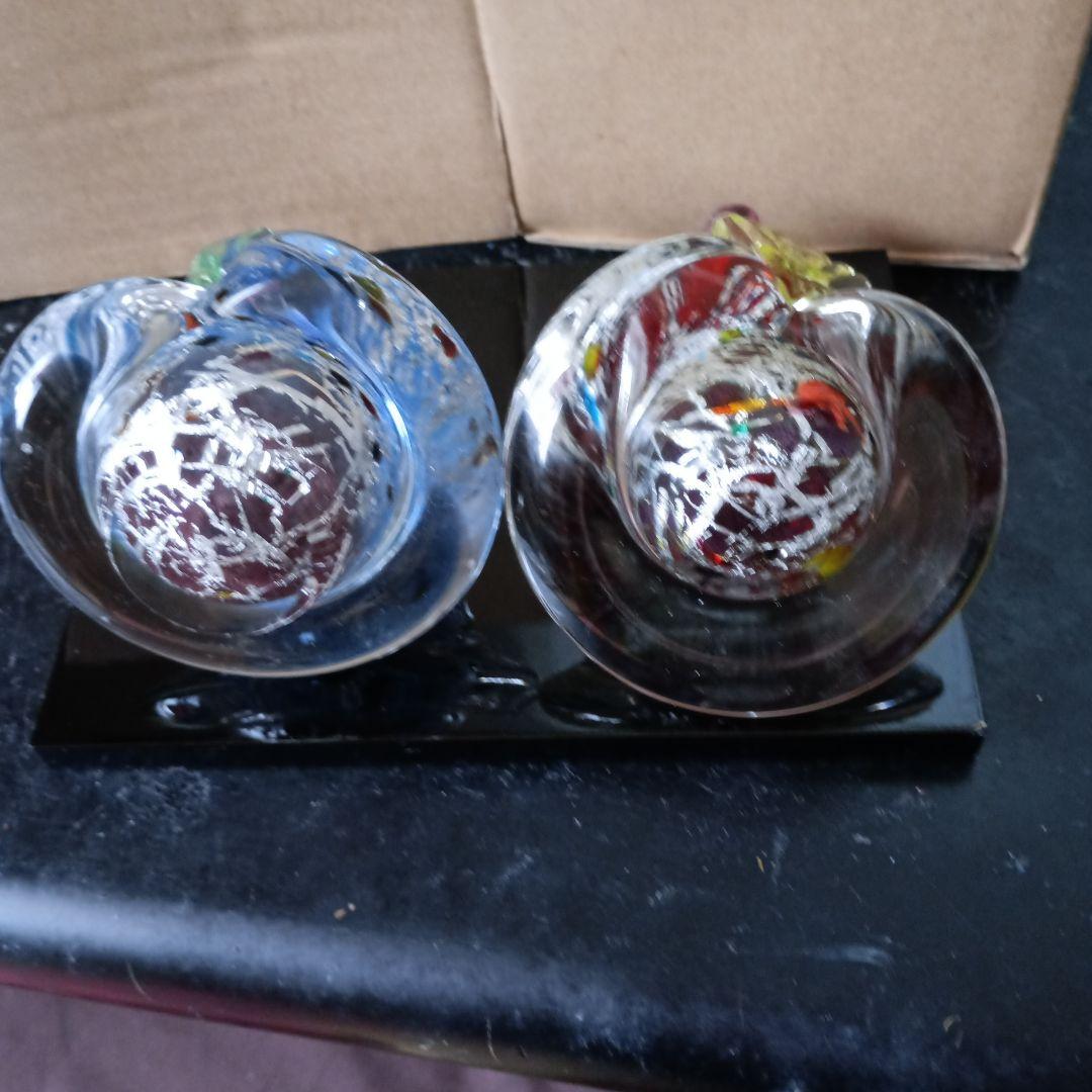 青と赤のガラス雛人形セット