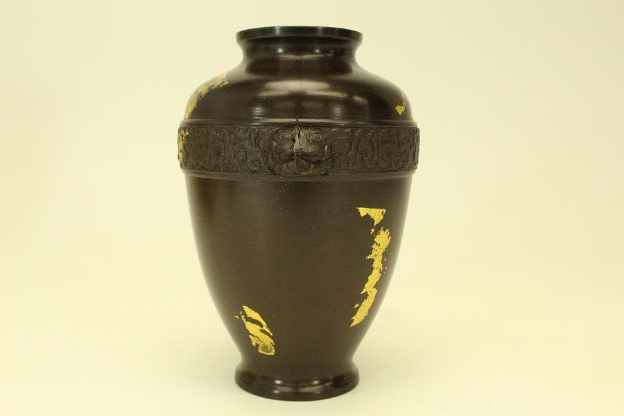 青銅宣徳 壷 共箱 未使用 美品(ZE427)