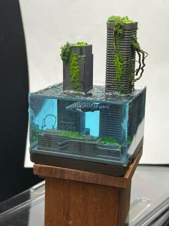 水没した都市　レジンジオラマ