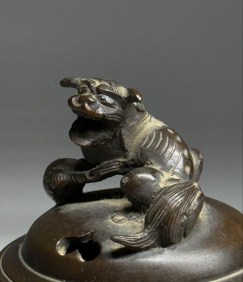 銅製　香炉　獅子蓋　象耳　銅器　茶器　茶道具　香道具　仏具
