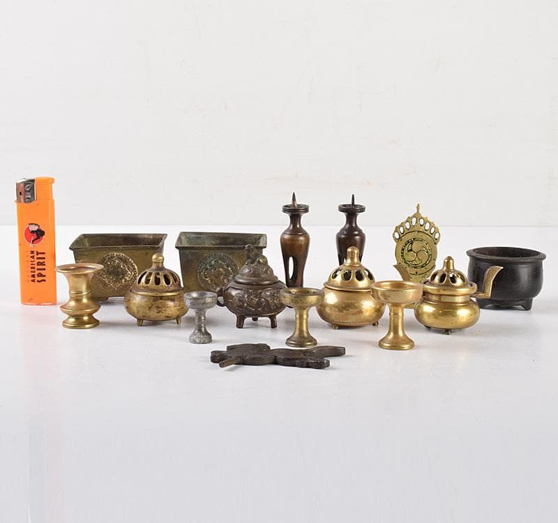 仏教美術　古銅　香炉　花立　火立　仏飯器など　仏具15点まとめて　V　R5094