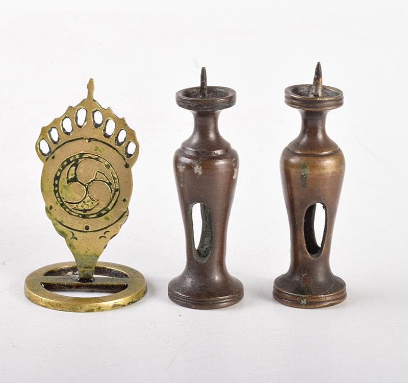 仏教美術　古銅　香炉　花立　火立　仏飯器など　仏具15点まとめて　V　R5094