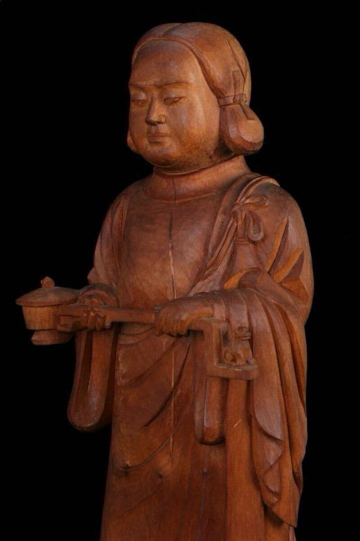 木彫 聖徳太子 孝養太子像 細密彫刻 ガラスケース付 高さ39cm 木造 彫刻像