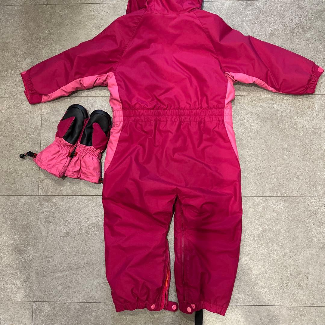 mont-bell 子供用スキーウェア Kids' 100 ピンク　手袋付き