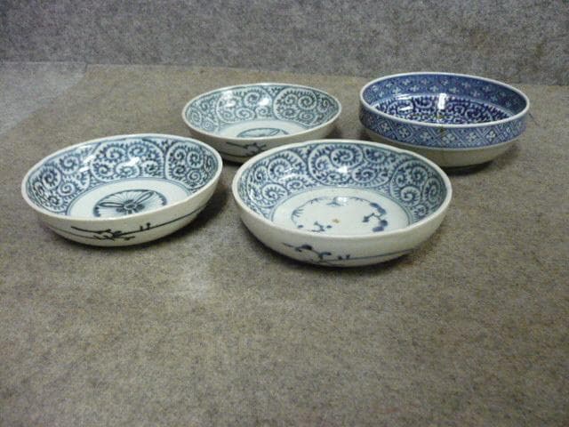 古伊万里 染付 なます皿 たこ唐草 4枚 [B31465]