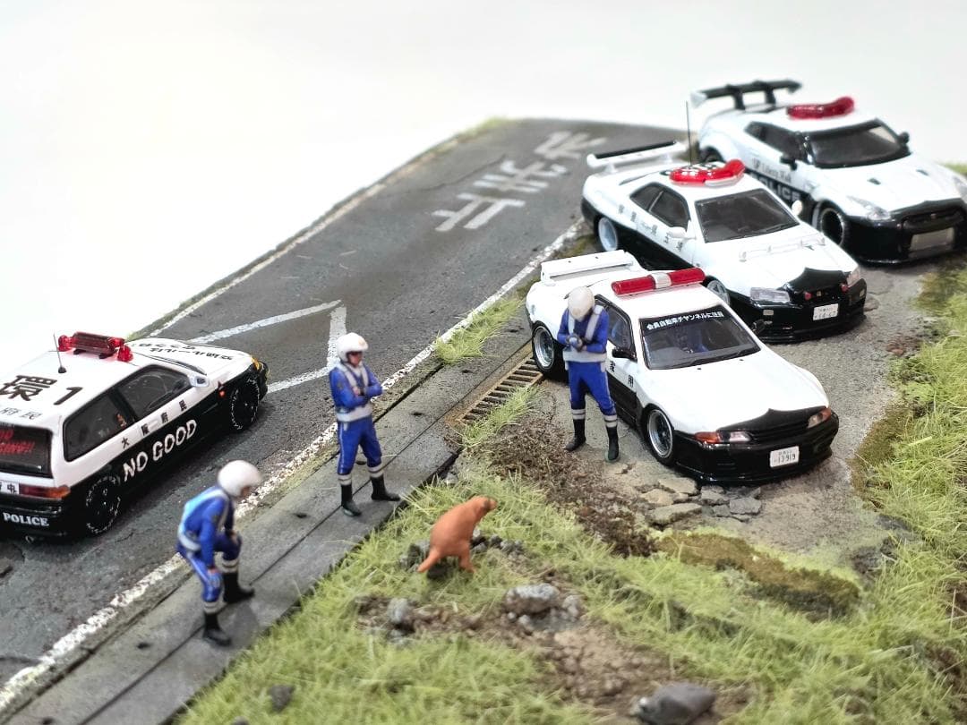 カスタム 現実的 警察ジオラマ 1:64 セット A4サイズ