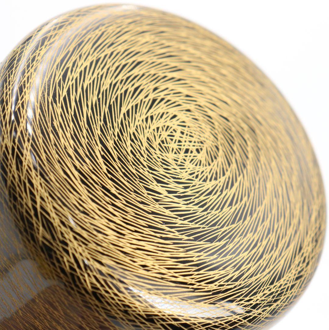 伝統工芸士 山崎達司作 松葉沈金 中棗 輪島塗 茶道具 共箱　V1004