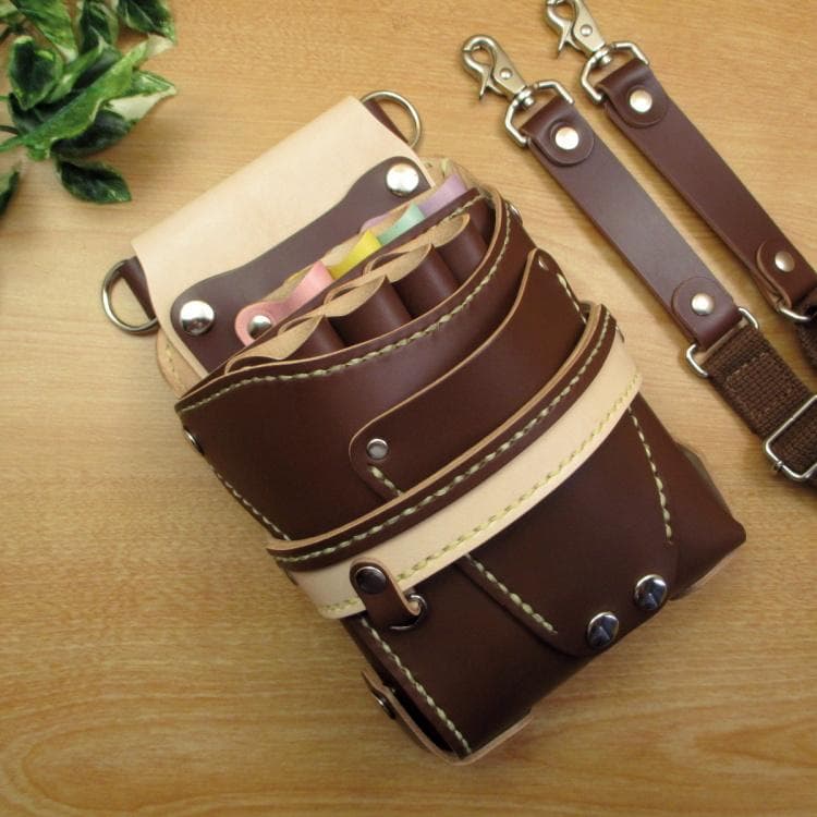 【トリマー向き】 ブラウン＆カラフル　８丁　シザーケース　TSC-13/CBB