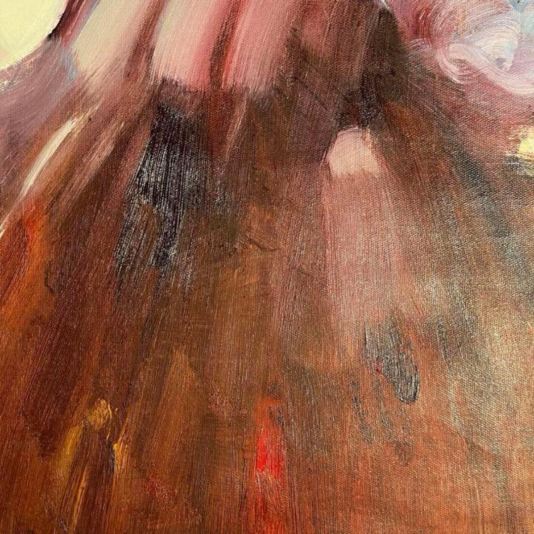 ★秀作★ 手書き油絵 本を読む人（大）額付き  絵画 インテリア 油彩画