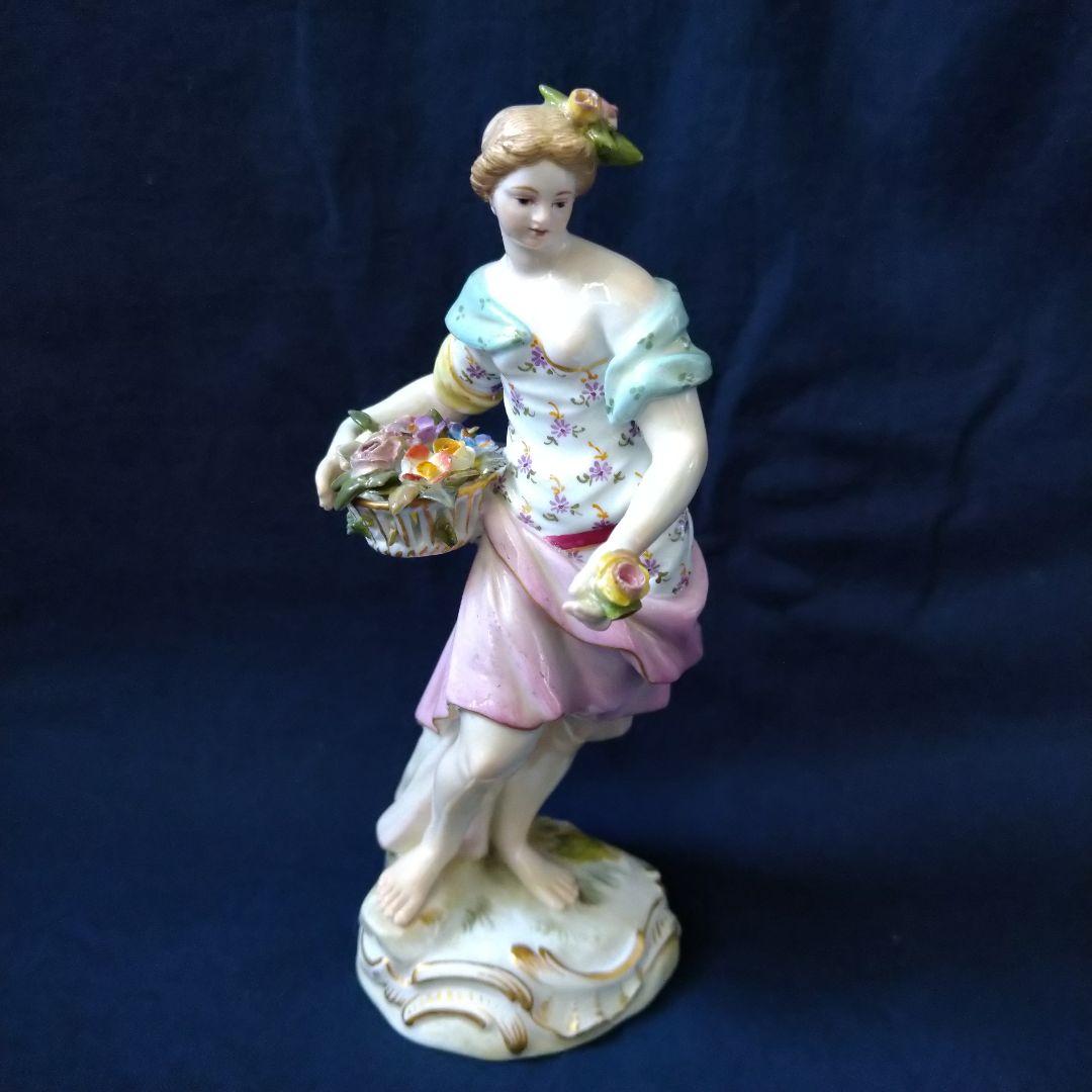 ✤1924年以前・マイセン(Meissen)フィギュリン✤『花かごを持つ少女』