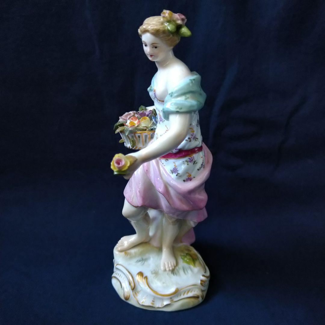 ✤1924年以前・マイセン(Meissen)フィギュリン✤『花かごを持つ少女』