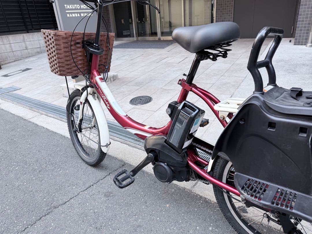赤 電動アシスト自転車 チャイルドシート付き