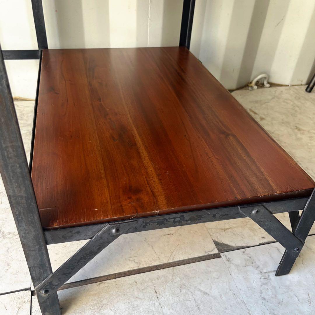 取付無料！ウニコ ランバーミニ アイアンフレーム天然木天板棚付きデスク 学習机✨