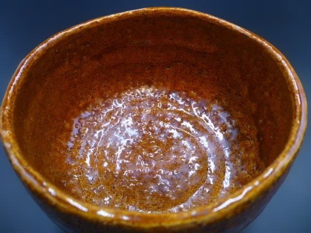 K　楽吉左衛門　十二代　弘入　飴茶碗／共箱共布／銘「吉野」／表千家十二代