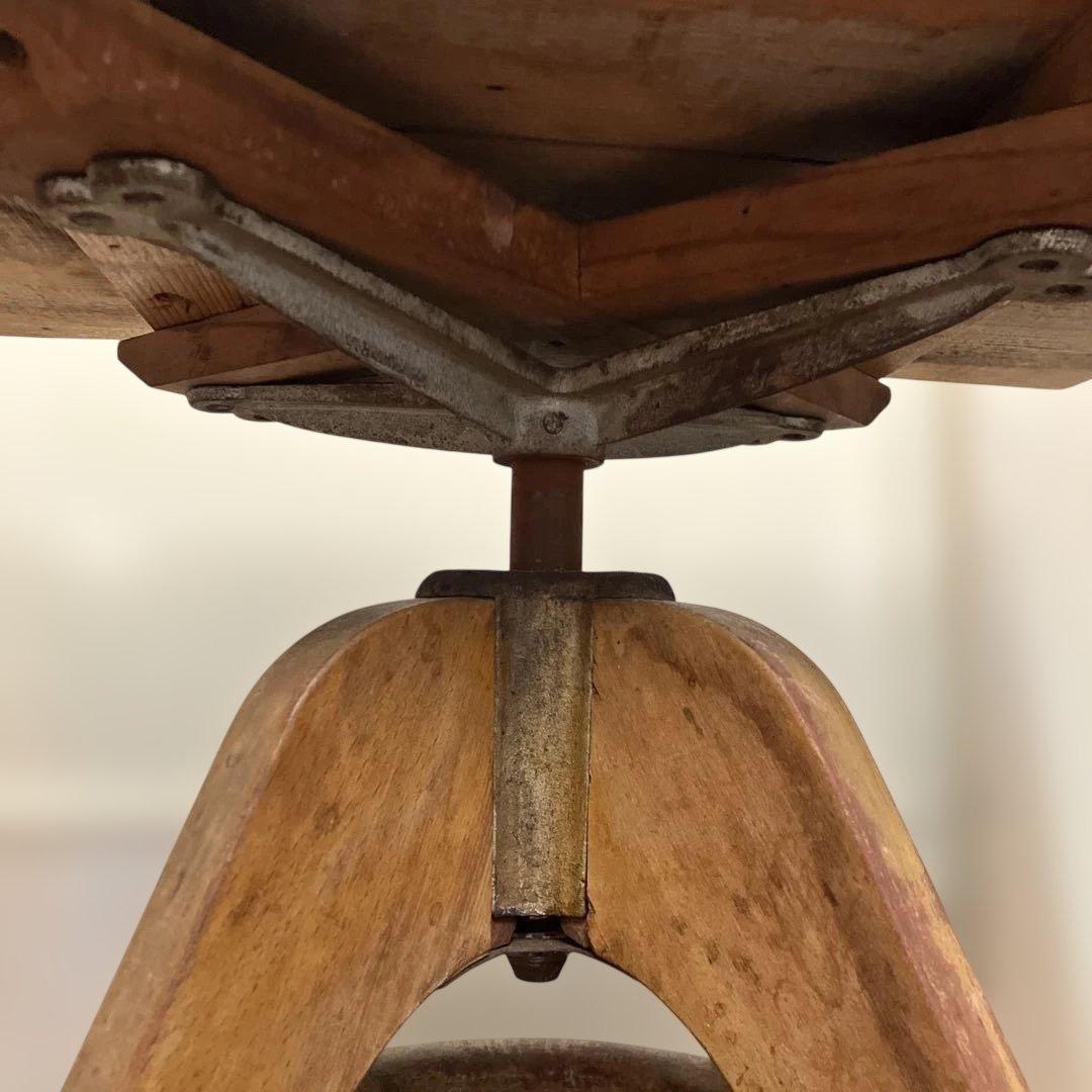 ヴィンテージ　木製　伸縮可能回転式物置台