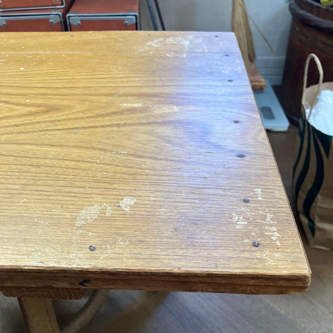 ヴィンテージ　木製　伸縮可能回転式物置台