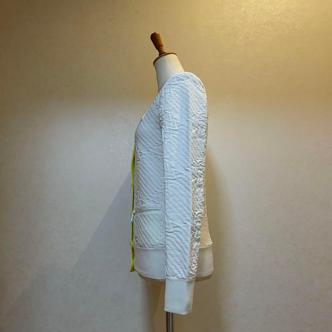 【美品】マークアンドロナ MARK&LONA カーディガン 総柄 ホワイト系 S