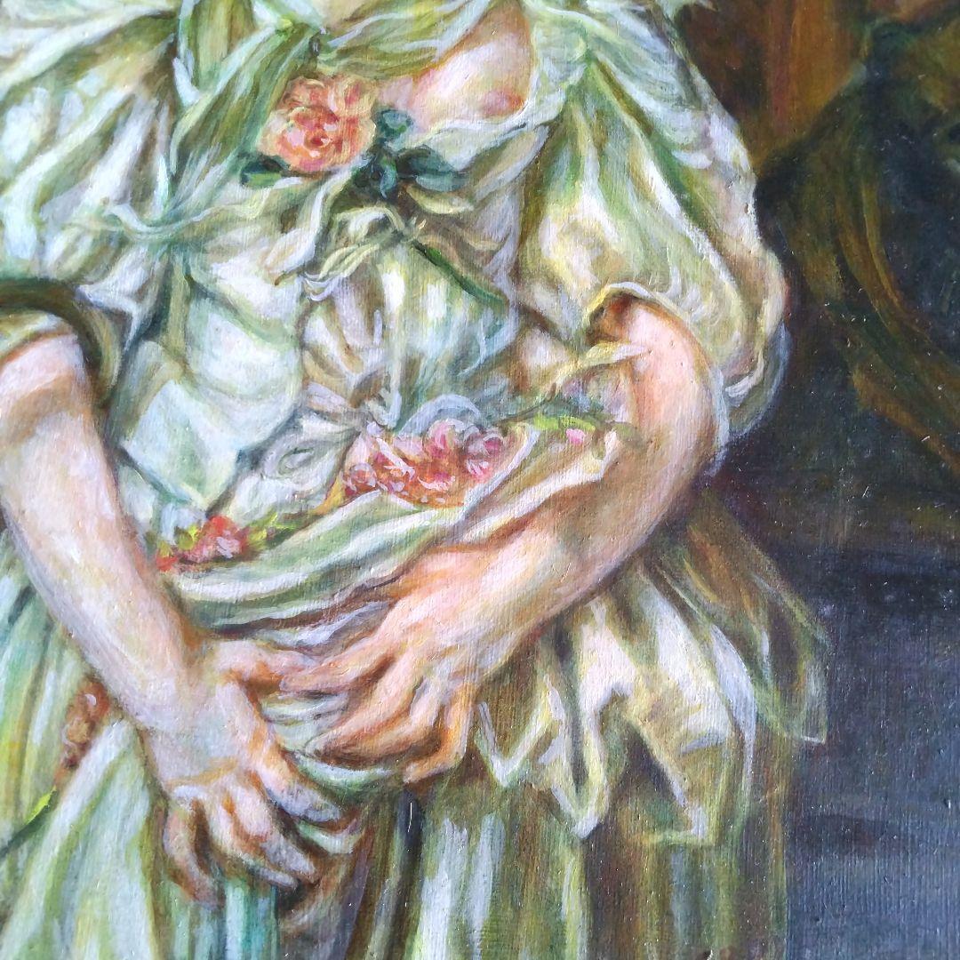 巨匠の肉筆模写 アンティーク調 高級ゴールド額縁ガラス入り保田三友紀のF10油絵