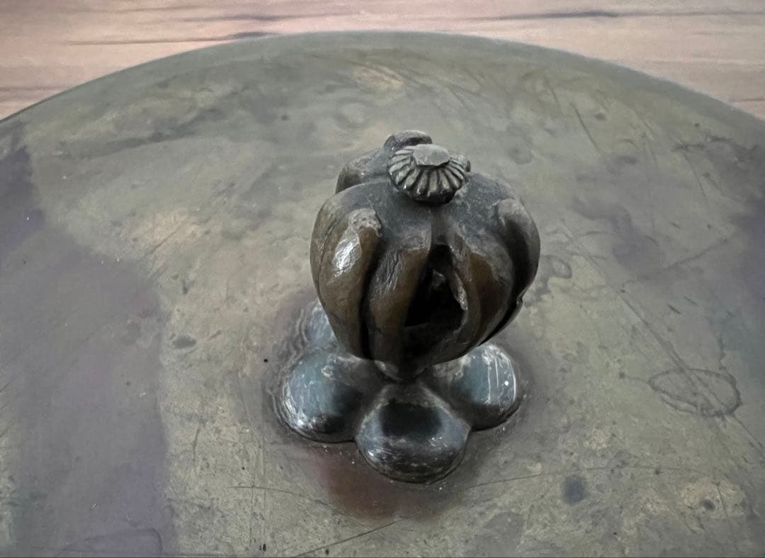 十一代 宮崎寒雉 彦九郎 鉄瓶 手取釜 廣口形 紫銅蓋 茶道具 煎茶道具 共箱