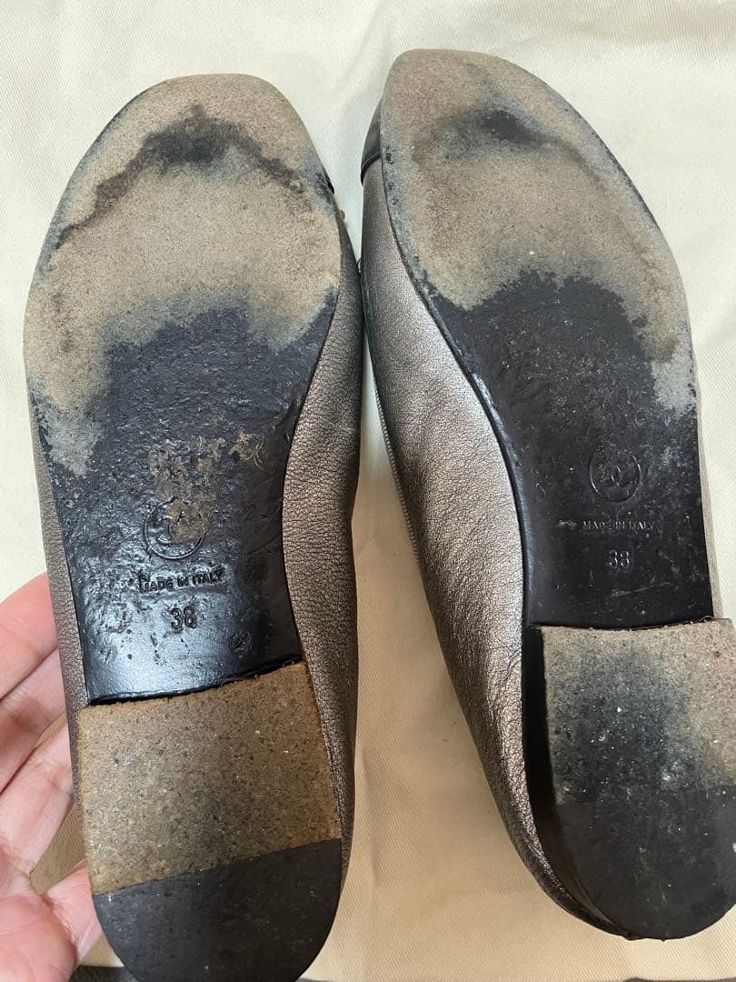 CHANEL バレエシューズ シルバー/ブラック 38