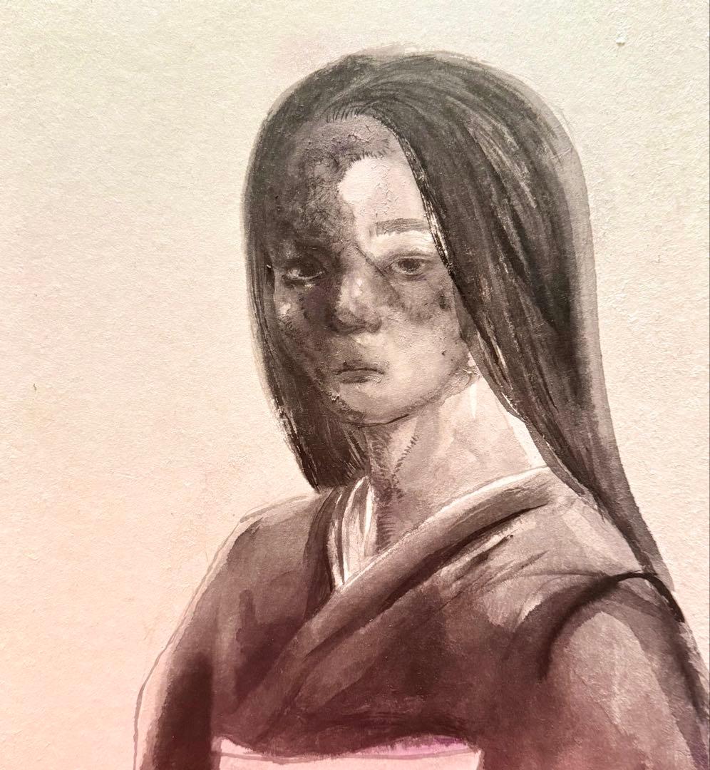 自作 日本画 水墨画 女性の肖像