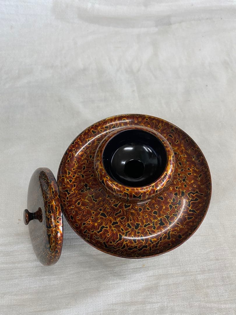 献茶台木製　虫喰塗　新品箱付き