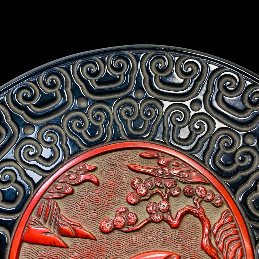 中国古玩 倶利堆朱盆 丸盆 漆器 漆芸 骨董品 時代品 美術品