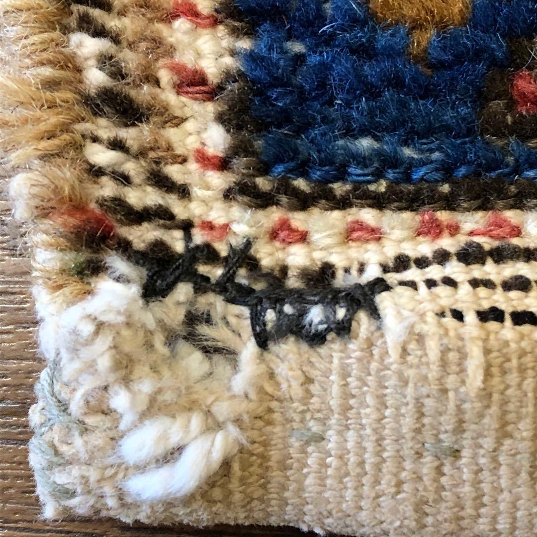 セミアンティーク絨毯 クルド系 植物柄の袋表 手織り トライバルラグ