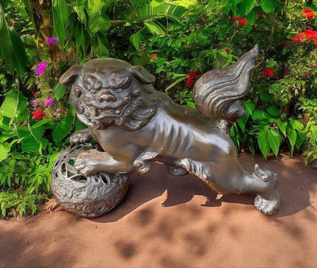 大型⭐️銅獅子⭐️金属工芸⭐️骨董品⭐️古美術⭐️開運置物⭐️アンティーク コレクション