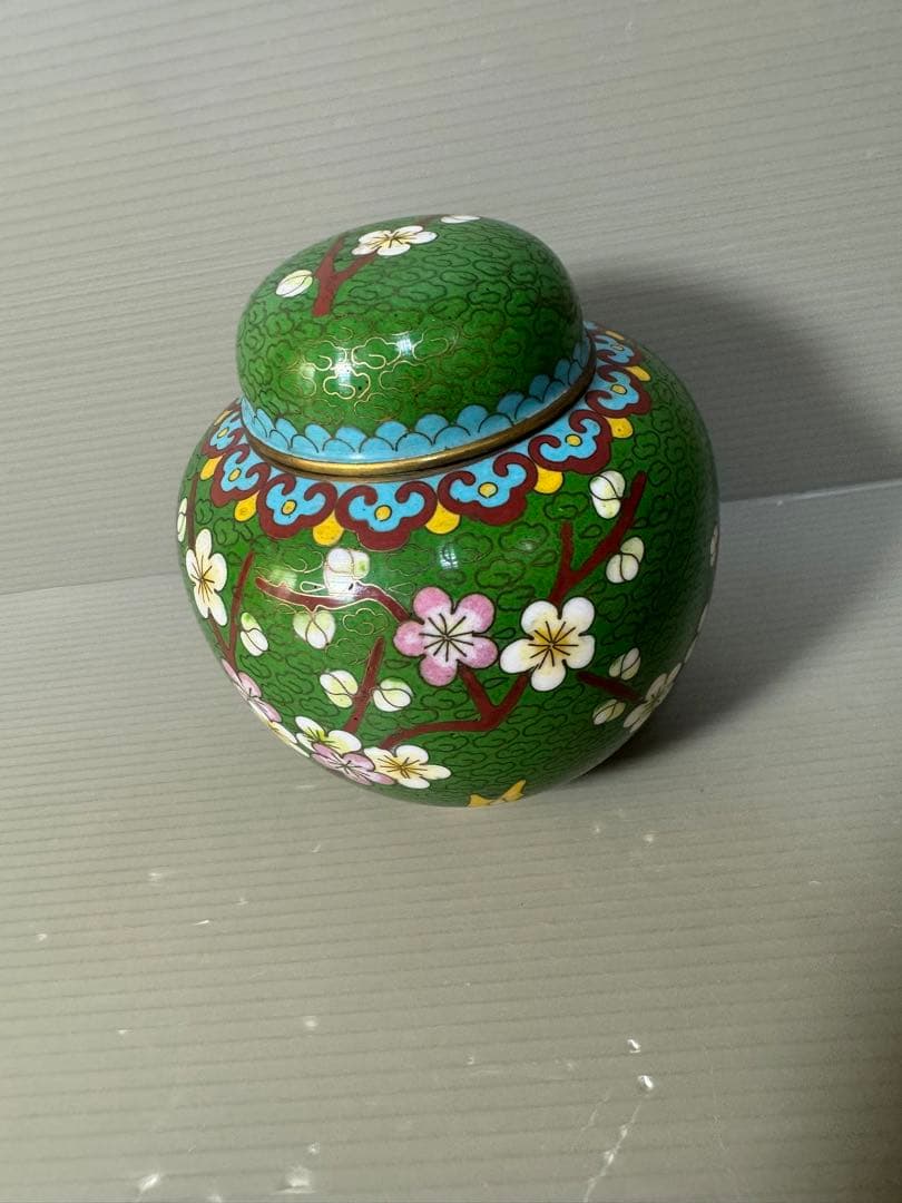 2621 七宝焼 茶入 梅柄 中国美術 小物入