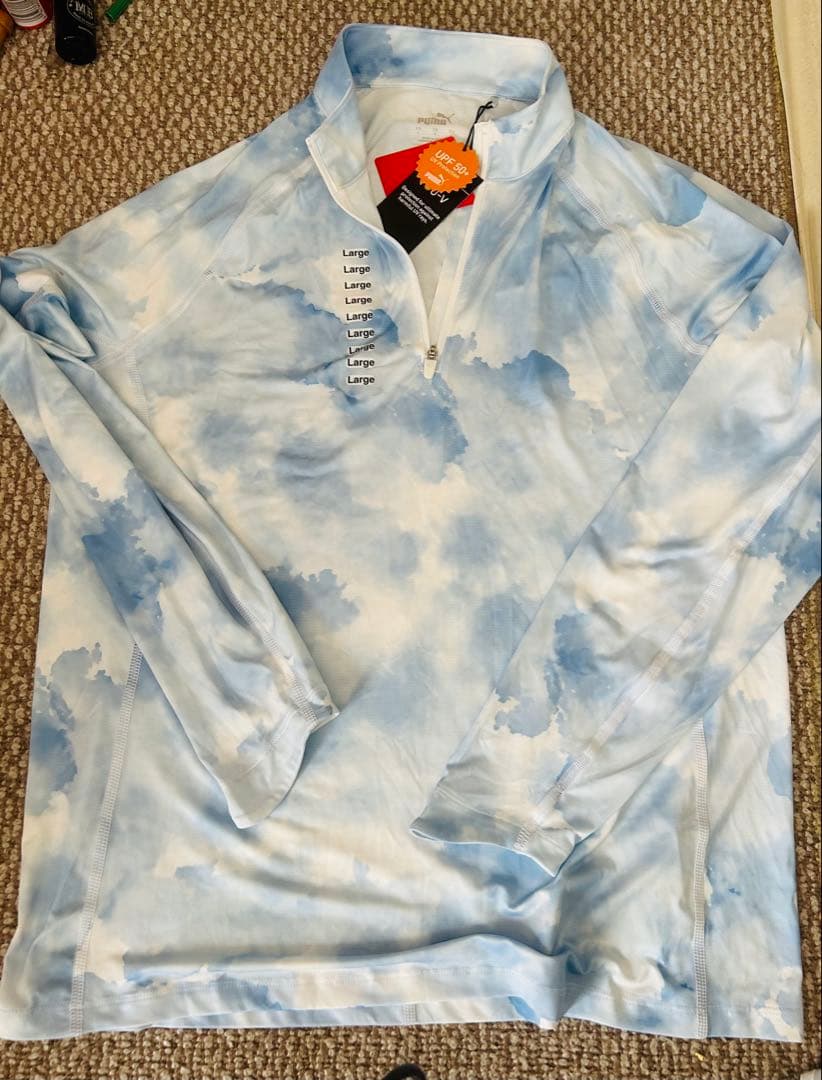 水色のハーフジップウィンドブレーカーLサイズUVケア