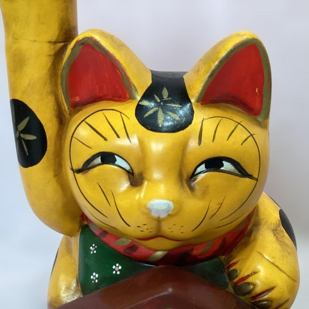 金運招き猫 七福神　ゴールド　商売繁盛　縁起物　アンティーク置物 金色 黄色陶器