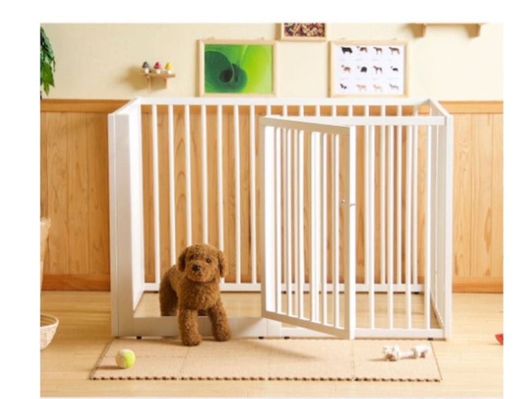 天然木ペットサークル Mサイズ　ホワイト