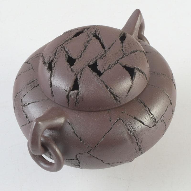 常滑焼　小西洋平作　切練込　香炉　透かし蓋　共箱　V　9623