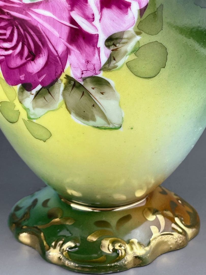 オールドノリタケ 22.1㎝ 薔薇文花瓶 金彩 バラ図　ばら 金彩 花器 花瓶