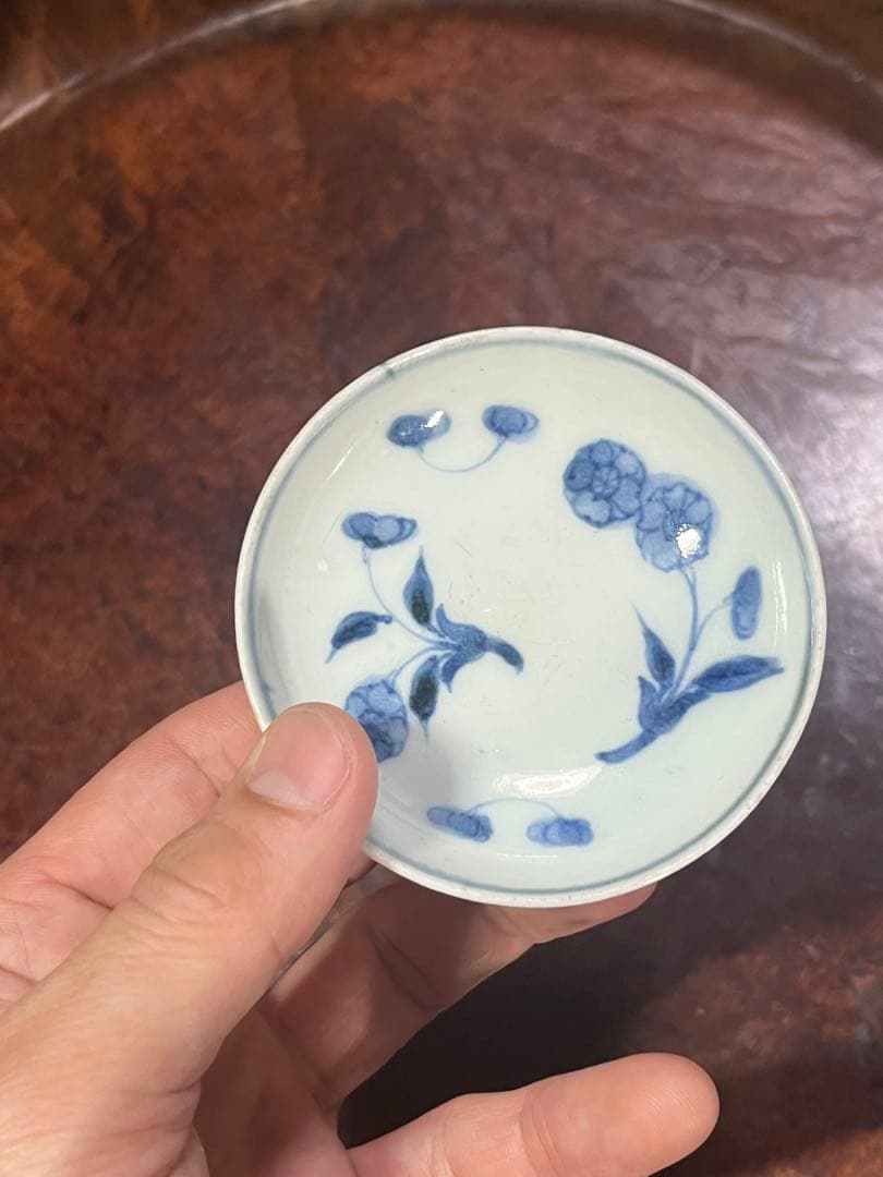 古伊万里　藍九谷　無傷完品　藍柿右衛門　豆皿　小皿　民藝　民芸　平盃　そば猪口