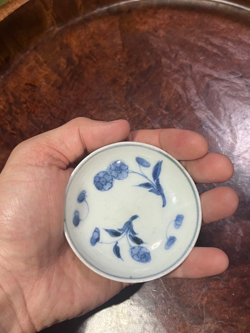 古伊万里　藍九谷　無傷完品　藍柿右衛門　豆皿　小皿　民藝　民芸　平盃　そば猪口