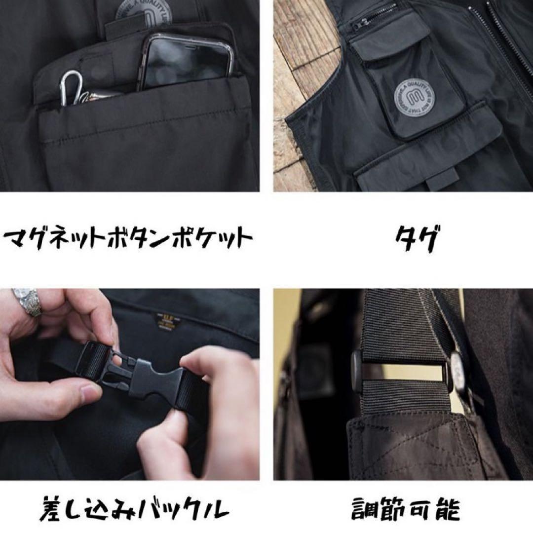 2way タクティカルベスト　バッグ マルチポケット　軽量作業着　釣り　撮影　黒