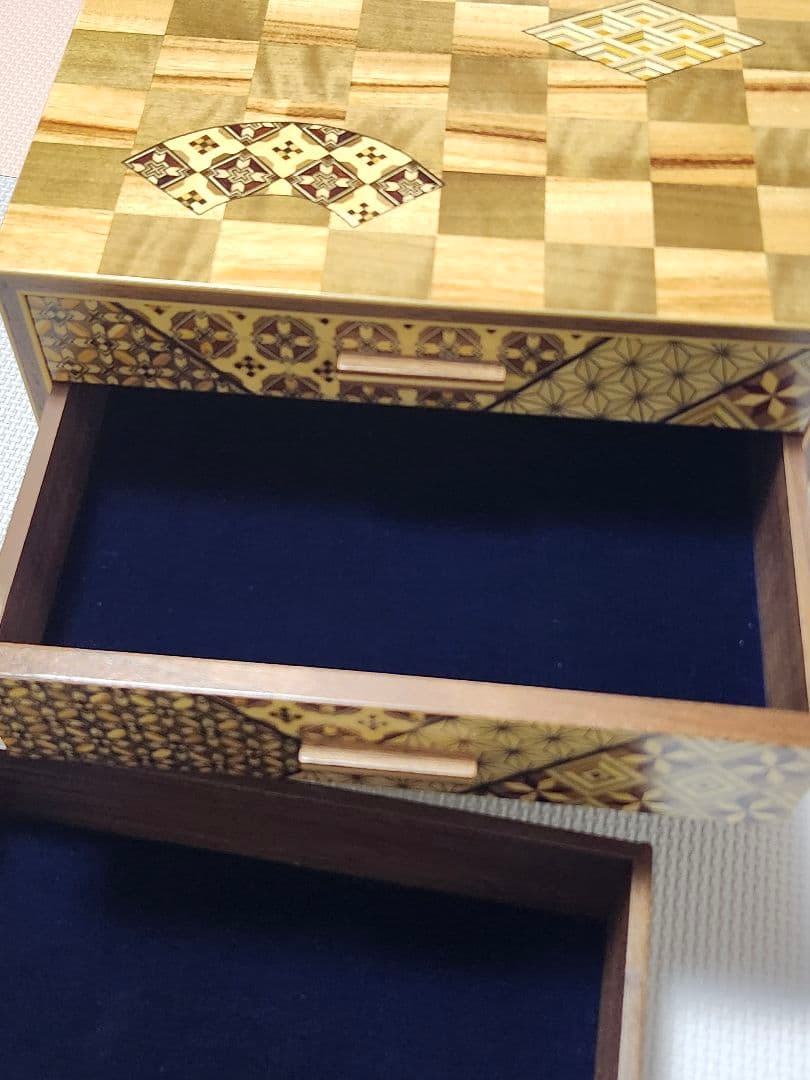 箱根寄木細工 木製収納ボックス　三段