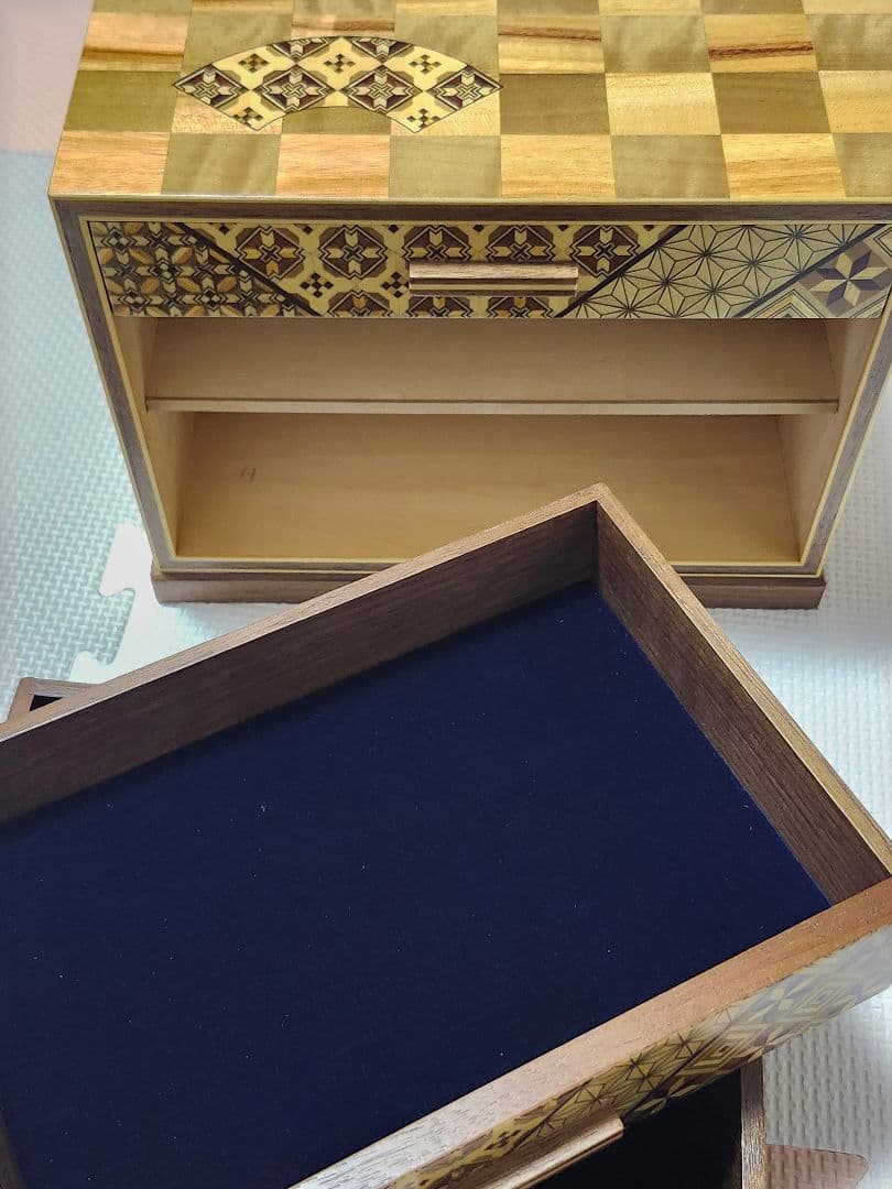 箱根寄木細工 木製収納ボックス　三段