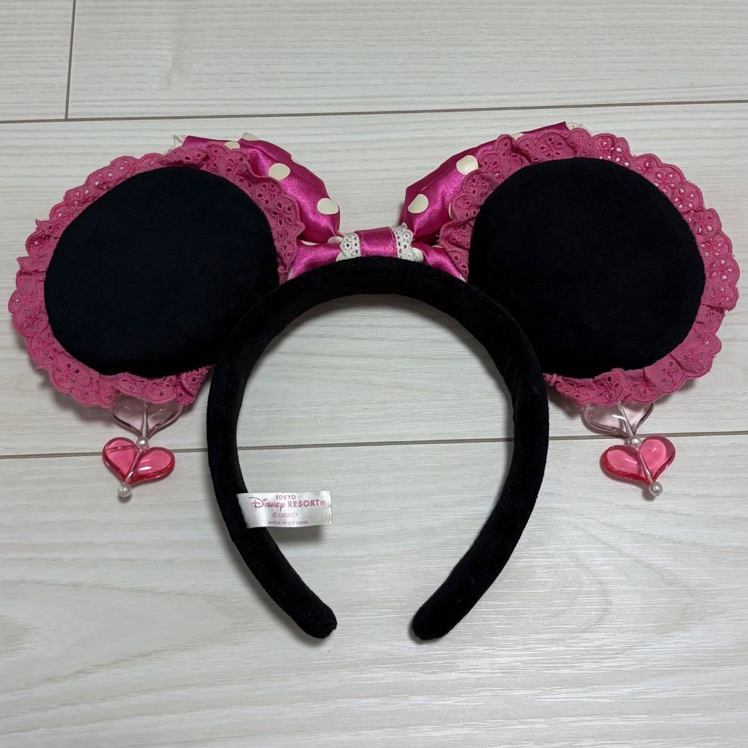 ミニー カチューシャ リボン ドット イヤリング ディズニー 希少 美品