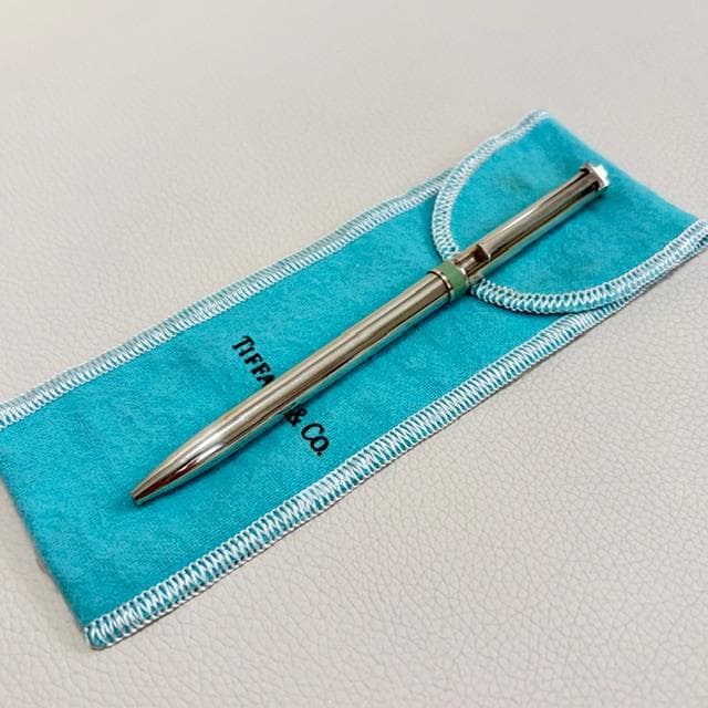 美品★ティファニー シルバー925 純銀製 ボールペン インク無 ブルーの帯！