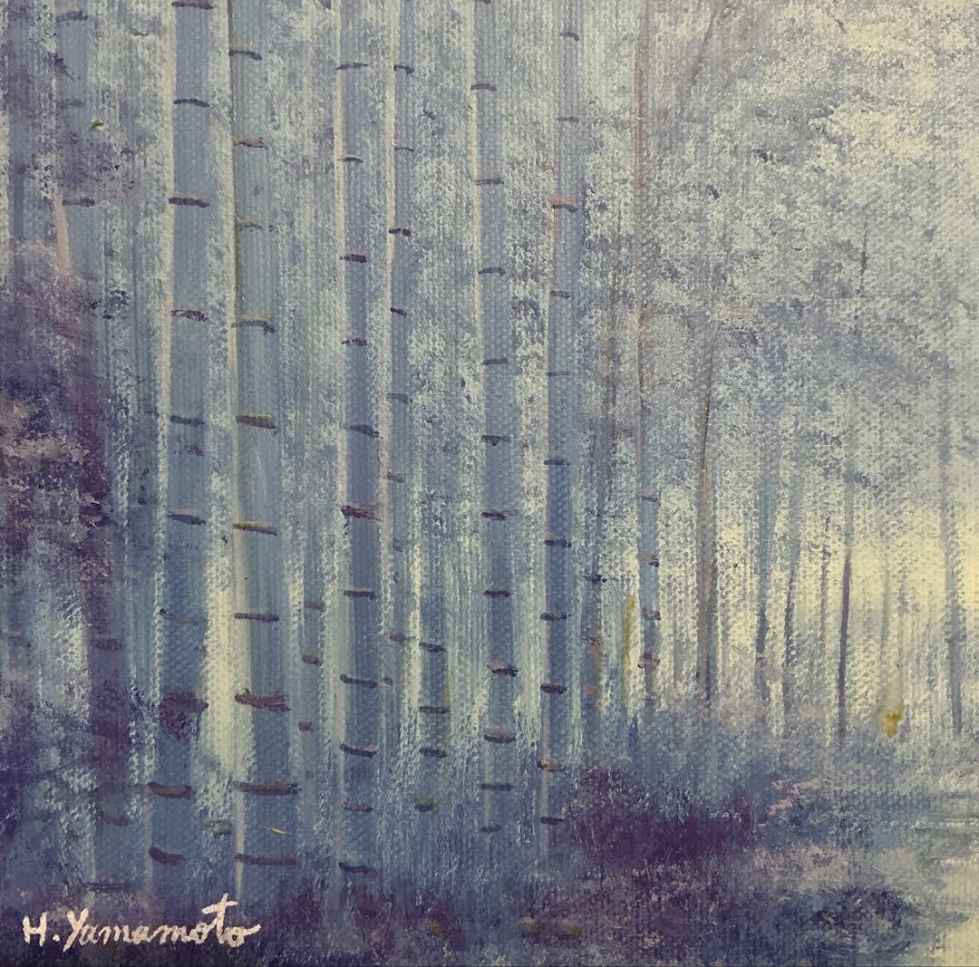 絵画・額縁・油絵・山本裕之・竹林・F4号・美術品・インテリア・雑貨