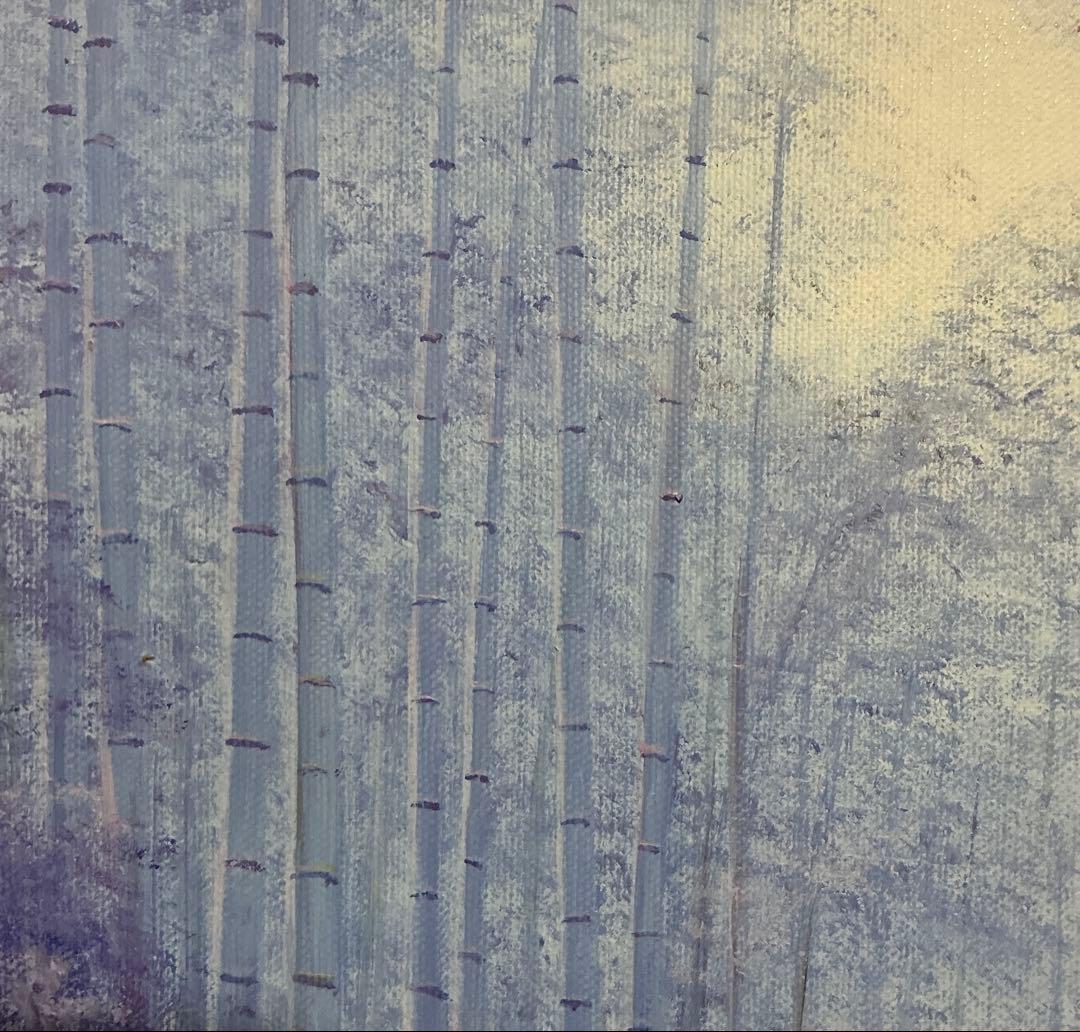 絵画・額縁・油絵・山本裕之・竹林・F4号・美術品・インテリア・雑貨