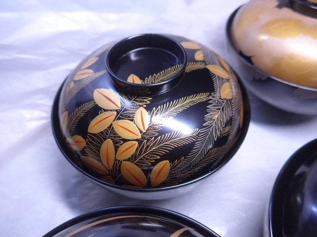 美品です　平安堂の貴重な高級蒔絵椀　草花蒔絵　吸物椀　６客