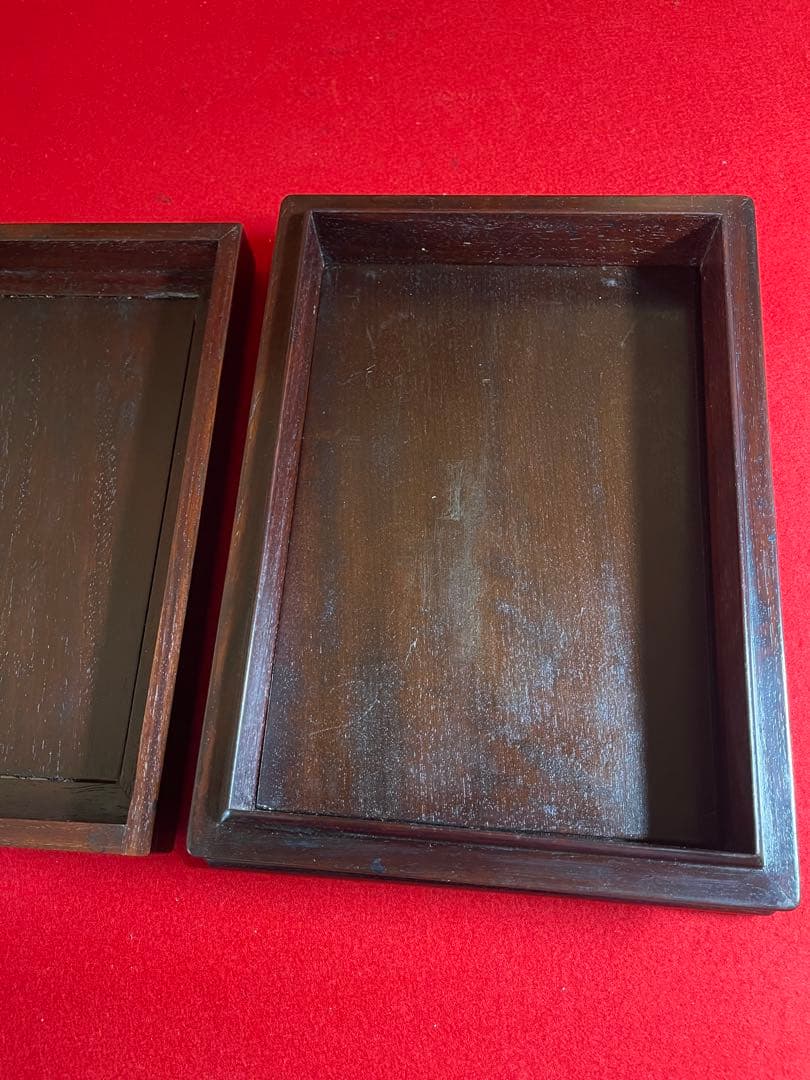 【墨研】古玩 硯箱⑤◆紫檀長方硯箱◆時代物◆文房四宝 文人趣味 文箱 唐木