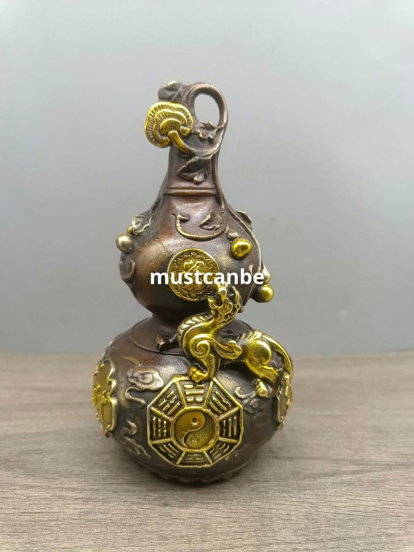 銅 細工 竜頭瓢簞 招財 納福 開運 風水 客間 玄関 装飾品 工芸品 置物