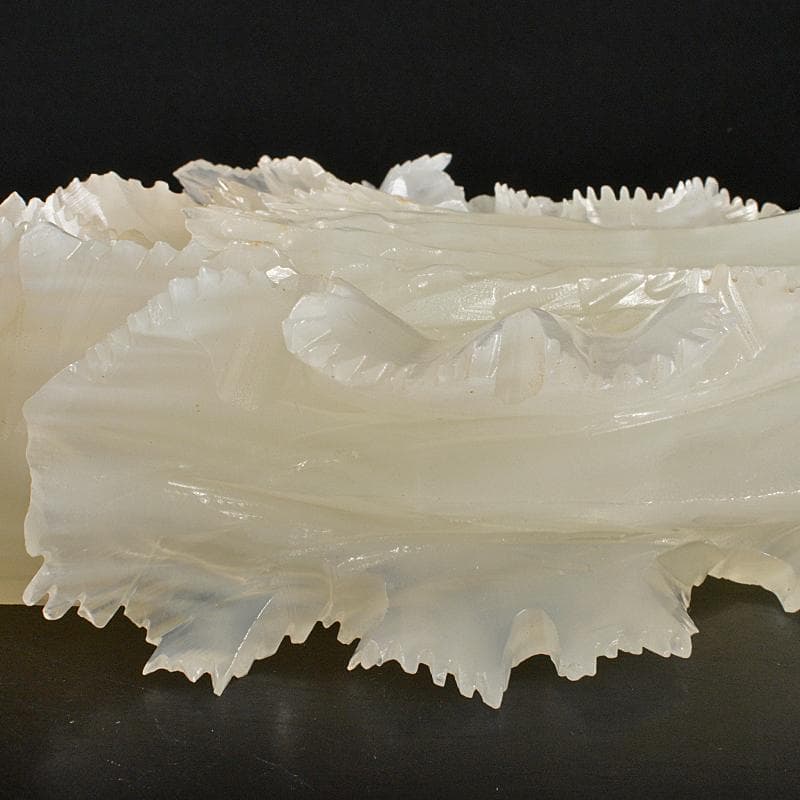 中国　玉石白玉彫刻　白菜　置物　唐木台付　V　R7211B