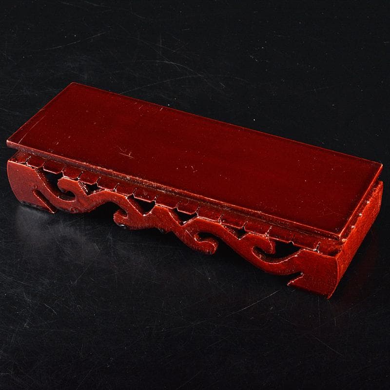 中国　玉石白玉彫刻　白菜　置物　唐木台付　V　R7211B