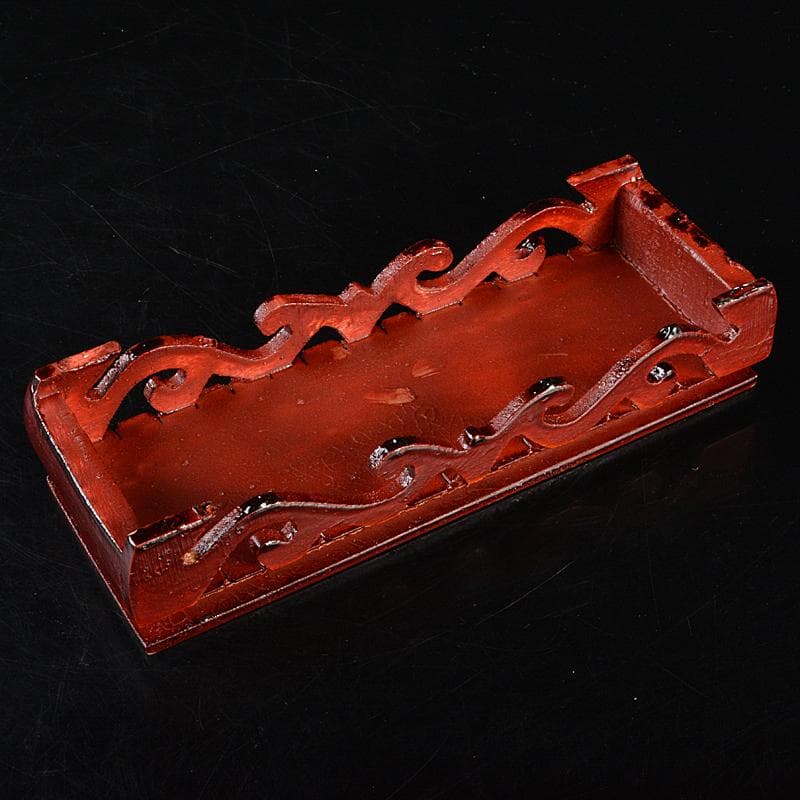 中国　玉石白玉彫刻　白菜　置物　唐木台付　V　R7211B